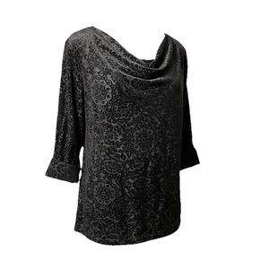 NWT Weatherproof Black Velvet Burnout Damask Tunic Top Plus Size 3X